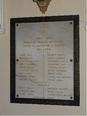 Plaque aux morts 1914-1918 de l'église Saint-Ouen de Routot