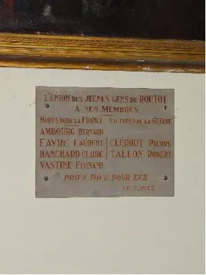 Plaque aux morts 1939-1945 de l'église Saint-Ouen de Routot