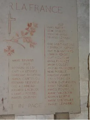 Plaque aux morts de l'église Saint-Taurin d'Évreux