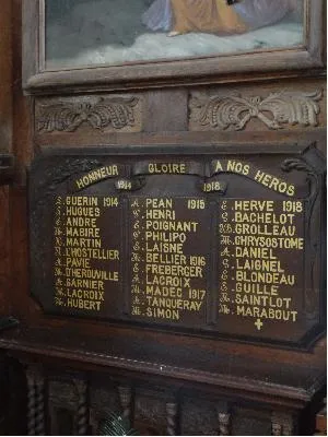 Plaque aux morts de l'église de la Madeleine-de-Nonancourt