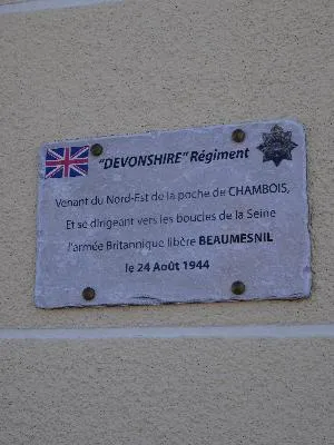 Plaque Devonshire Regiment de Beaumesnil