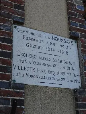 Plaque aux morts de La Houssaye