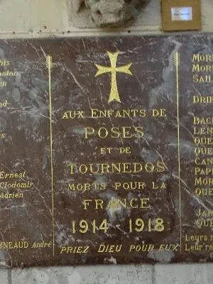 Plaques aux Morts de l'église Saint-Quentin de Poses