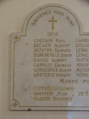 Plaque commémorative Église Saint-Germain d'Alizay