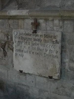plaque funéraire de Guillaume Lebec ou Lehec, bourgeois d'Andely, et de Jehanne, sa femme