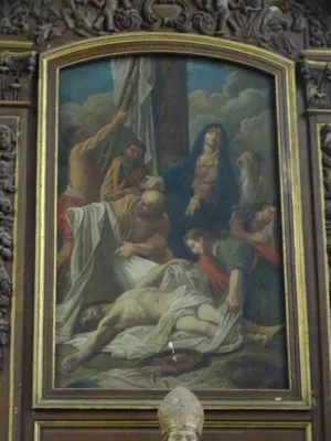 Retable et tableau de la Descente de Croix dans l'église Notre-Dame-des-Arts de Pont-de-l'Arche