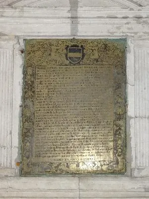 plaque commémorative de fondation de services par Jean Le Tellier, conseiller du Roi