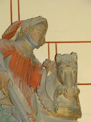Groupe sculpté : Saint-Georges terrassant le dragon dans l'église de la Madeleine de Verneuil-sur-Avre