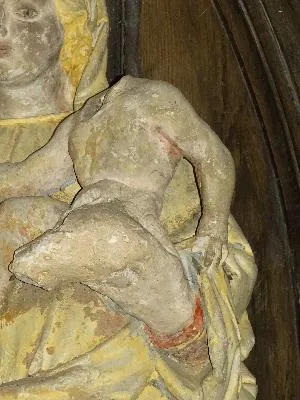 Statue : Vierge à l'Enfant dans l'Église Saint-Sébastien de Saint-Sébastien-de-Morsent
