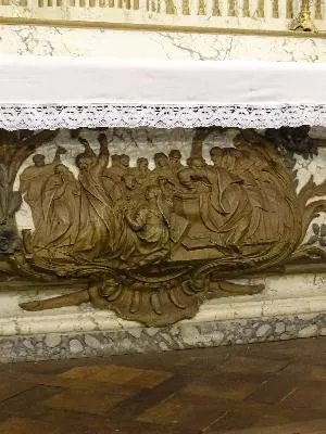 bas-relief : les Apôtres au tombeau de la Vierge