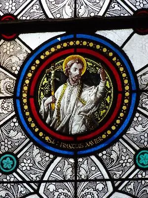 Vitrail Baie 4 : St François Xavier - Ste Amélie dans l'Église Sainte-Colombe de Porte-Joie
