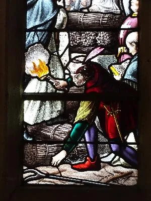 Vitrail Baie D : Vie de Jeanne d'Arc dans l'Église de la Sainte-Trinité de Pinterville