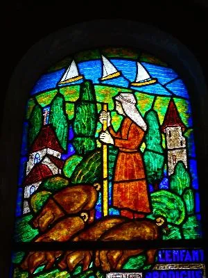Vitrail Baie 11 : L'enfant prodigue dans l'Église Saint-Hilaire de Muids