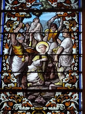 Vitrail Baie 5 : Martyre de St-Étienne dans l'Église de Saint-Étienne-du-Vauvray