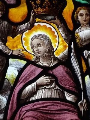 Vitrail Baie 10 : Assomption de la Vierge, St-Nicolas, St ? dans l'Église de Poses