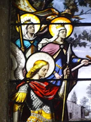 Vitrail baie D : St Louis - Jeanne d'Arc dans l'Église de Pont-Saint-Pierre