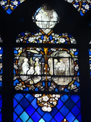 Vitrail Baie 15 - Vitrail du Rosaire dans l'Église Notre-Dame-des-Arts de Pont-de-l'Arche
