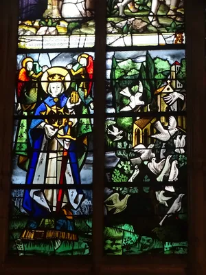 Vitrail Baie 9 - Saint François d'Assise dans l'Église Saint-Ouen de Pont-Audemer