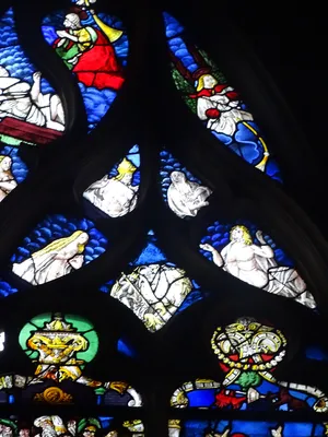Vitrail Baie 12 - Episode de la vie de St-Nicolas dans l'Église Saint-Ouen de Pont-Audemer