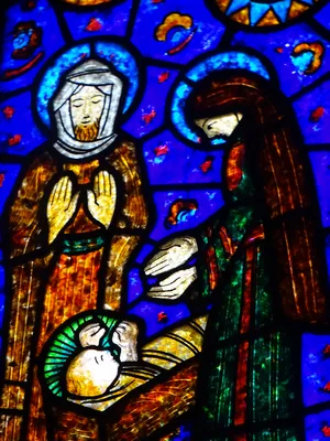 Vitrail Baie 1 : Vie de Marie dans l'Église d'Étrépagny