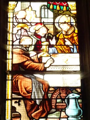 Vitrail Baie 1 : Scène de la vie de Saint-Martin-de-Tours dans l'Église Saint-Martin à Nonancourt