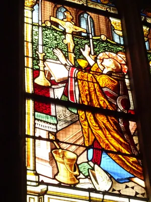 Vitrail Baie 2 : Messe de Saint-Martin dans l'Église Saint-Martin à Nonancourt