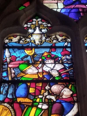 Vitrail Baie 3 : Le Crucifiement de Saint-Pierre dans l'Église Saint-Martin à Nonancourt