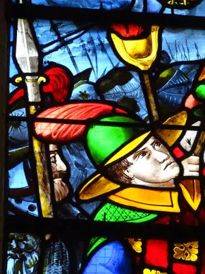 Vitrail Baie 3 : Le Crucifiement de Saint-Pierre dans l'Église Saint-Martin à Nonancourt