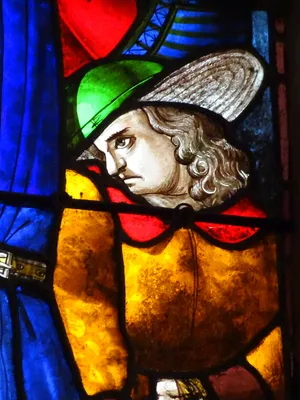 Vitrail Baie 3 : Le Crucifiement de Saint-Pierre dans l'Église Saint-Martin à Nonancourt