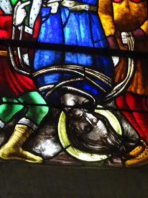 Vitrail Baie 3 : Le Crucifiement de Saint-Pierre dans l'Église Saint-Martin à Nonancourt