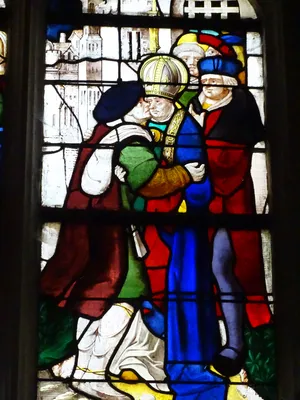 Vitrail baie 11 : Miracles de Saint-Martin dans l'Église Saint-Martin à Nonancourt