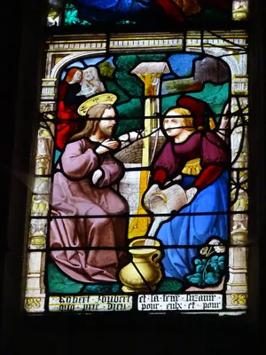 Vitrail baie 15 : Scènes de la vie du Christ, Sainte-Barbe dans l'Église Saint-Martin à Nonancourt