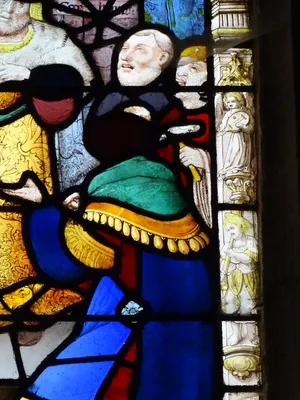 Vitrail baie 15 : Scènes de la vie du Christ, Sainte-Barbe dans l'Église Saint-Martin à Nonancourt
