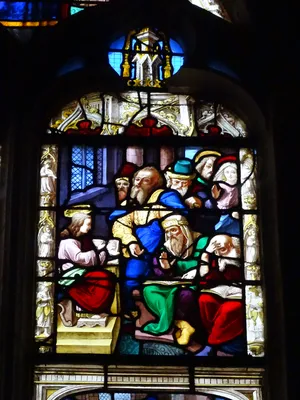 Vitrail baie 15 : Scènes de la vie du Christ, Sainte-Barbe dans l'Église Saint-Martin à Nonancourt