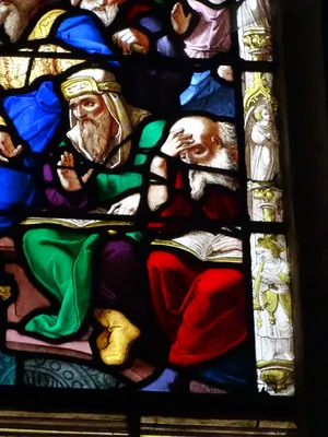 Vitrail baie 15 : Scènes de la vie du Christ, Sainte-Barbe dans l'Église Saint-Martin à Nonancourt