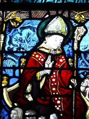 Vitrail Baie 18 : Vie de la Vierge, Saint-Nicolas et Saint-Martin dans l'Église Saint-Martin à Nonancourt
