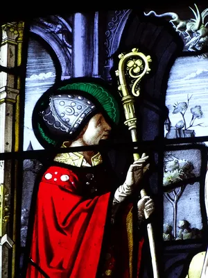 Vitrail Baie 18 : Vie de la Vierge, Saint-Nicolas et Saint-Martin dans l'Église Saint-Martin à Nonancourt