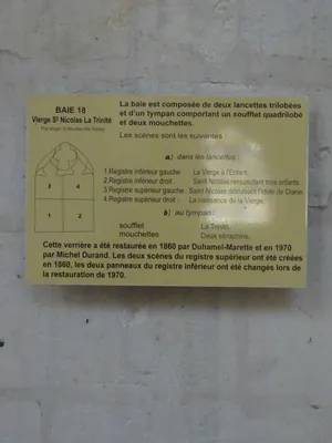 Vitrail Baie 18 : Vie de la Vierge, Saint-Nicolas et Saint-Martin dans l'Église Saint-Martin à Nonancourt