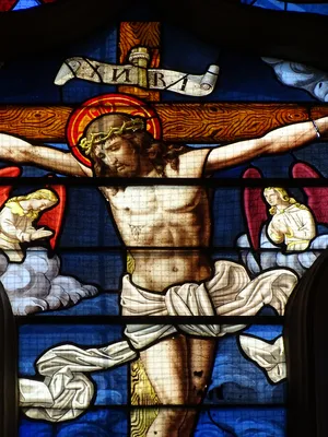Vitrail Baie 100 : La Crucifixion dans l'Église Saint-Martin à Nonancourt