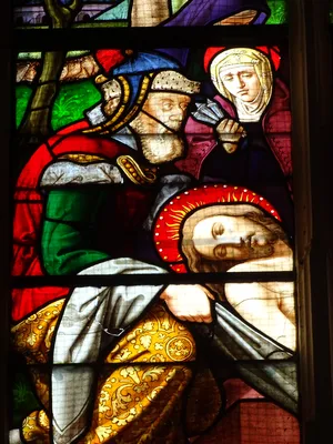 Vitrail Baie 102 : La Déploration du Christ dans l'Église Saint-Martin à Nonancourt
