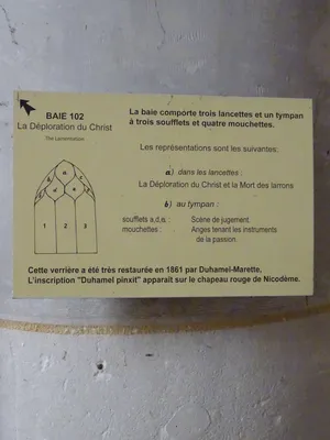 Vitrail Baie 102 : La Déploration du Christ dans l'Église Saint-Martin à Nonancourt