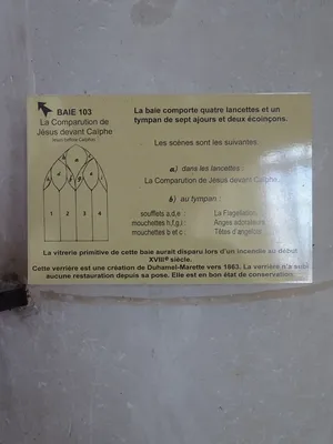 Vitrail Baie 103 : La Comparution de Jésus devant Caïphe dans l'Église Saint-Martin à Nonancourt