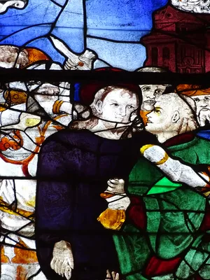 Vitrail Baie 105 : Le Baiser de Judas et l'Arrestation du Christ dans l'Église Saint-Martin à Nonancourt