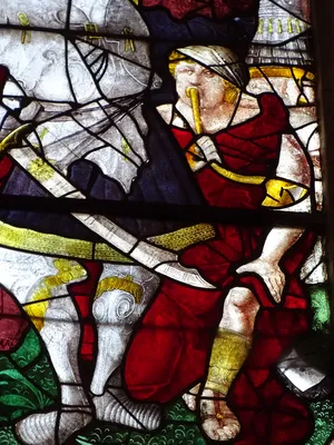 Vitrail Baie 105 : Le Baiser de Judas et l'Arrestation du Christ dans l'Église Saint-Martin à Nonancourt