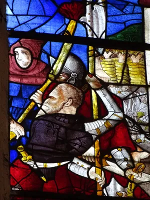 Vitrail Baie 105 : Le Baiser de Judas et l'Arrestation du Christ dans l'Église Saint-Martin à Nonancourt