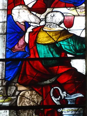 Vitrail Baie 107 : La Cène, La Messe de saint Grégoire dans l'Église Saint-Martin à Nonancourt