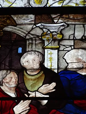 Vitrail Baie 107 : La Cène, La Messe de saint Grégoire dans l'Église Saint-Martin à Nonancourt