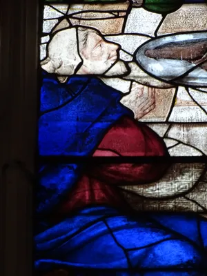 Vitrail Baie 107 : La Cène, La Messe de saint Grégoire dans l'Église Saint-Martin à Nonancourt