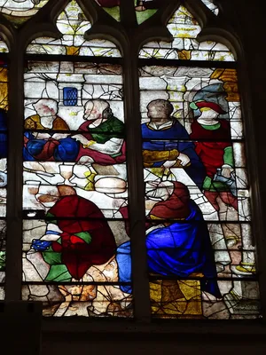 Vitrail Baie 107 : La Cène, La Messe de saint Grégoire dans l'Église Saint-Martin à Nonancourt