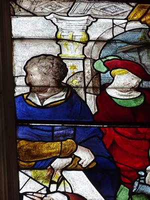 Vitrail Baie 107 : La Cène, La Messe de saint Grégoire dans l'Église Saint-Martin à Nonancourt
